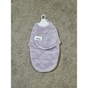 Newborn Baby Swaddle Wrap Purple Soft Plush Butterfly Reversible To Soft Sherpa